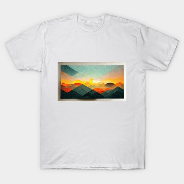 Forest Mountain Sunset - Abstract Minimalism Papercraft Landscape T-Shirt by JensenArtCo